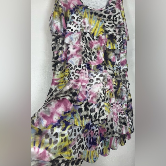 Isle Apparel Leopard Print Multicolor Ruffle Color Dress Size Large - Picture 3 of 6